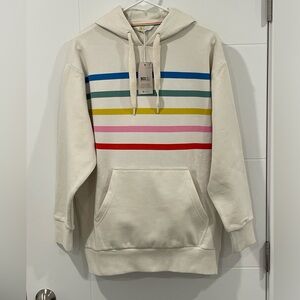 NWT Boden Cream Rainbow Striped Hoodie